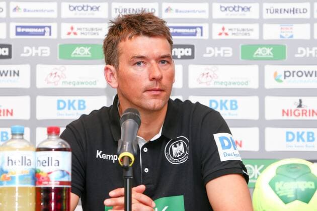 DHB Press Conference Handball Leipzig 03 04 2018 Lindner Hotel Press Conference DHB Men National team before the international match against Serbia Pictured national coach Christian Prokop