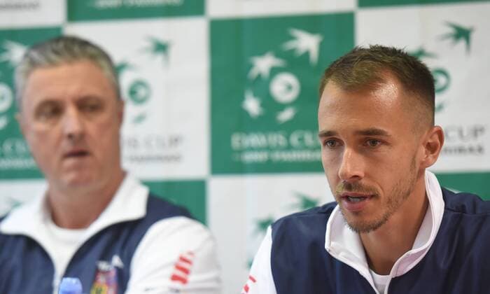 Czech not playing captain Jaroslav Navratil and tennis player Lukas Rosol attend the press conference PK Pressekonferenz prior to the Davis Cup match Czech Republic vs Israel, in Ostrava, Czech Republic, on April 3, 2018. (CTKxPhoto JaroslavxOzana) CTKPhotoP201804030415401  JAO 06
