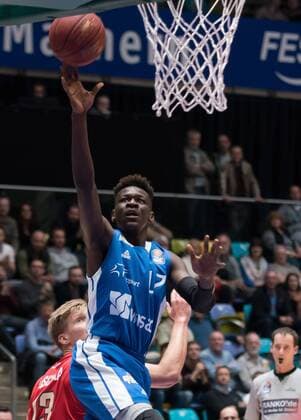 29 03 2018 xblx Basketball BBL Frankfurt Skyliners Casting 46ers emspor by Benjamin Lischka Casting 46ers Isaac Bonga Fraport Skyliners Frankfurt Frankfurt am Main