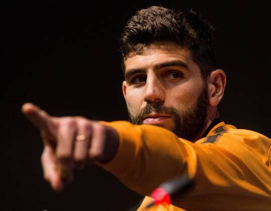AS Roma s Argentinian defender Federico Fazio delivers a press conference PK Pressekonferenz at the Camp Nou stadium in Barcelona, Spain, 03 April 2018. AS Roma will face FC Barcelona Barca tomorrow for the UEFA Champions League quarter-final. AS Roma s press conference !ACHTUNG: NUR REDAKTIONELLE NUTZUNG!  Copyright: xEnricxFontcubertax SJD05 20180403-636583800773198662