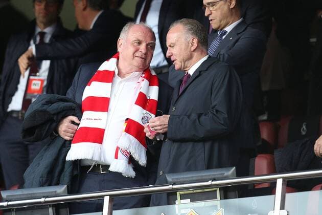 l r President Uli Hoeness FC Bayern Muenchen and Chairman Karl Heinz Rummenigge FC Bayern Muenchen FC Sevilla vs Bayern Munich Muenchen Quarter-Finals Champions League 03 04 2018 Sevilla Sevilla Spain Copyright: xkolbert-press ChristianxKolbertx