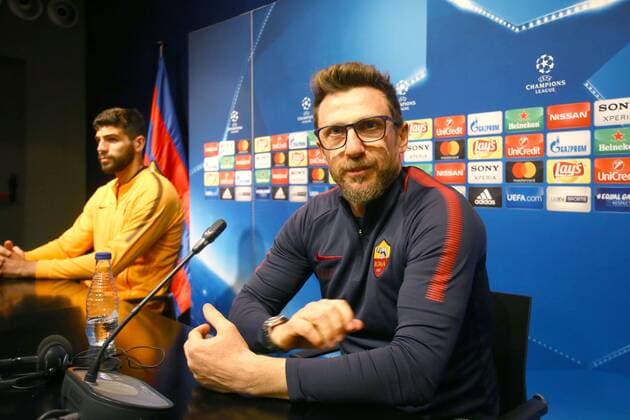 Fußball, CL, AS Rom Pressekonferenz Conferenza Stampa Eusebio Di Francesco e Fazio Barcellona 03 04 2018 Champions League Foto Gino Mancini Insidefoto Cell: 3342966346 3401257327
