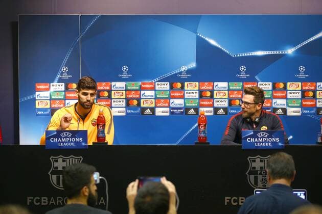 Fußball, CL, AS Rom Pressekonferenz Conferenza Stampa Eusebio Di Francesco e Fazio Barcellona 03 04 2018 Champions League Foto Gino Mancini Insidefoto Cell: 3342966346 3401257327
