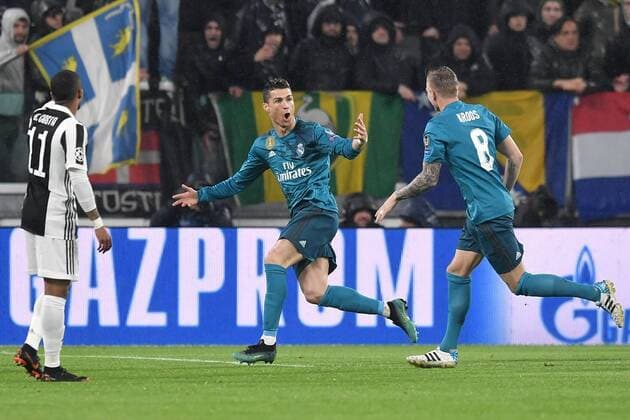 Esultanza dopo il gol di Cristiano Ronaldo Real. Goal celebration. Torino 03-04-2018 Stadium Champions League 2017 2018 Round of 8 Juventus - Real Madrid Foto Andrea Staccioli Insidefoto andreaxstaccioli