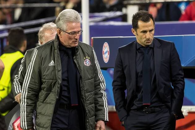 Spain Sevilla 03 04 2018 UEFA Champions League 2017 18 Season Quarter finals First leg Sevilla FC Bayern Munich Head Coach Jupp Heynckes FCB Sports Director Hasan Salihamidzic FCB are watching DeFodi048
