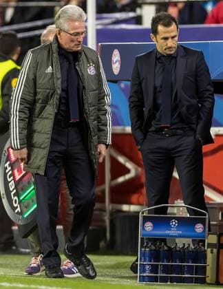 Spain Sevilla 03 04 2018 UEFA Champions League 2017 18 Season Quarter finals First leg Sevilla FC Bayern Munich Head Coach Jupp Heynckes FCB Sports Director Hasan Salihamidzic FCB are watching DeFodi048