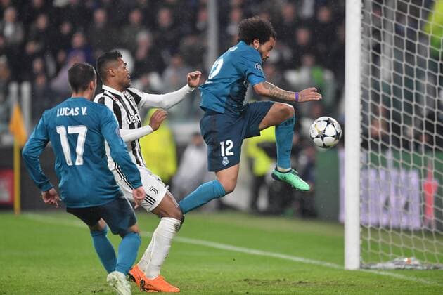 il gol di Marcelo Real, con Ronaldo e Vazquez. Goal celebration. Torino 03-04-2018 Stadium Champions League 2017 2018 Round of 8 Juventus - Real Madrid Foto Andrea Staccioli Insidefoto andreaxstaccioli