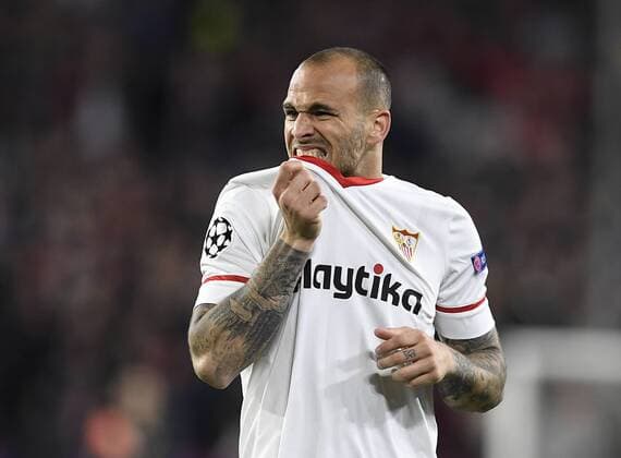 Sevilla; SPAIN-April 03: Sandro Ramirez of Sevilla FC during the Champions League match between Sevilla FC v Bayern Munich at the Sanchez Pizjuan stadium on april 03th; 2018 in Sevilla Spain (PHOTO by Cristobal Duenas)  xCristobalxDuenasx xx