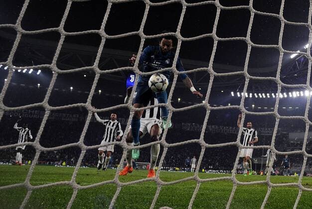(180404) -- TURIN, April 4, 2018 -- Real Madrid s Marcelo (C) scores during the UEFA Champions League quarterfinal first leg soccer match between Juventus and Real Madrid in Turin, Italy, on April 3, 2018. Real Madrid won 3-0.) (wll) (SP)ITALY-TURIN-SOCCER-UEFA-CHAMPIONS LEAGUE-JUVENTUS VS REAL MADRID AlbertoxLingria 