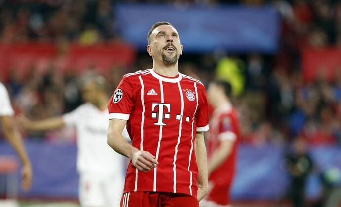Partido de ida de cuartos de final de la Liga de Campeones entre la Sevilla y el Bayern. En la imagen, Ribery. Champions League quarterfinals first leg match between Sevilla and Bayern. In this picture, Ribery. 