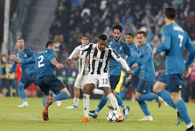 Partido de ida de cuartos de final de la Liga de Campeones entre la Juventus y el Real Madrid. En la imagen, Sandro, Carvajal, Isco y Lucas Vazquez. Champions League quarterfinals first leg match between Juventus and Real Madrid. In this picture, Sandro, Carvajal, Isco and Lucas Vazquez. 