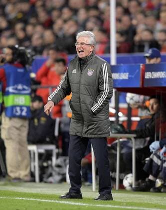 03 04 2018 Football UEFA Champions League 2017 2018 Quarter Finals FC Sevilla FC Bayern Munich at the Ramon Sanchez Pizjuan Sevilla Spain Coach Jupp Heynckes FC Bayern Munich in Rage