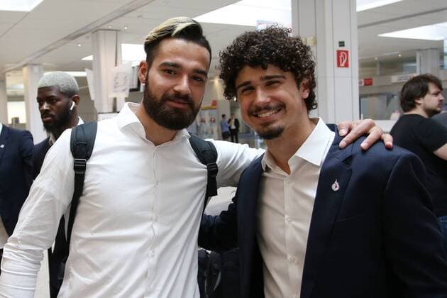 SOCCER - EL, Lazio vs RBS SALZBURG,AUSTRIA,04.APR.18 - SOCCER - UEFA Europa League, quarterfinal, SS Lazio vs Red Bull Salzburg, departure from Salzburg airport. Image shows Carlos Coronel and Andre Ramalho (RBS). GEPAxpictures xMathiasxMandl