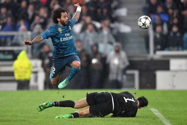 Marcelo Real Madrid past Gianluigi Buffon and scores third goal for his team. Goal celebration. gol Torino 03-04-2018 Stadium Champions League 2017 2018 Round of 8 Juventus - Real Madrid Foto Andrea Staccioli Insidefoto andreaxstaccioli