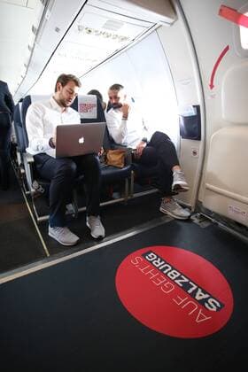 SOCCER - EL, Lazio vs RBS ROME,ITALY,04.APR.18 - SOCCER - UEFA Europa League, quarterfinal, SS Lazio vs Red Bull Salzburg, arrival at Rome airport. Image shows assistant coach Rene Maric and head coach Marco Rose (RBS). GEPAxpictures xMathiasxMandl
