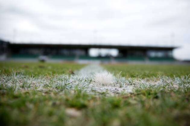 Roedinghausen Germany 03 04 2018 Regionalliga West 2017 2018 SV Roedinghausen vs Borussia Dortmund II Lawn Roedinghausen North Rhine Westphalia Germany Haecker Wiehenstadion