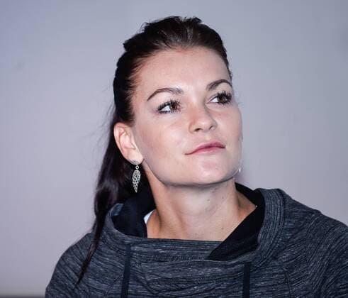 Agnieszka Radwanska at a press conference PK Pressekonferenz in Warsaw Agnieszka Radwanska at a press conference on April 4, 2018 in Warsaw, Poland.  EN_01313279_0019