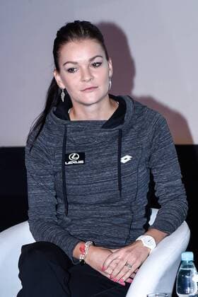 Agnieszka Radwanska at a press conference PK Pressekonferenz in Warsaw Agnieszka Radwanska at a press conference on April 4, 2018 in Warsaw, Poland.  EN_01313279_0026