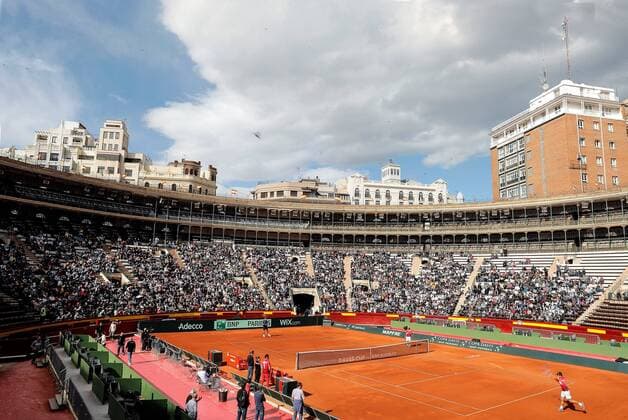 General view of Valencia s Bullring during an open to the public training session of Spanish Davis Cup tennis team in downtown Valencia, eastern Spain, 04 April 2018. Spain will face Germany on a Davis Cup quarter final match on 06 April 2018. Spanish Davis Cup team training session !ACHTUNG: NUR REDAKTIONELLE NUTZUNG!  Copyright: xMANUELxBRUQUEx GRAF6041 20180404-636584638521265244