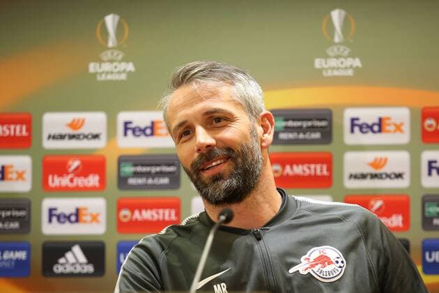 SOCCER - EL, Lazio vs RBS ROME,ITALY,04.APR.18 - SOCCER - UEFA Europa League, quarterfinal, SS Lazio vs Red Bull Salzburg, press conference PK Pressekonferenz RBS. Image shows head coach Marco Rose (RBS). GEPAxpictures xMathiasxMandl