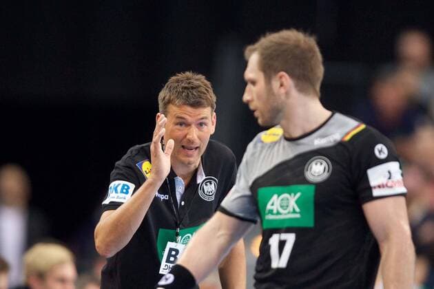 Handball Leipzig 04 04 2018 Internationals DHB Test match Germany GER Serbia SRB Christian Prokop Germany Coach Steffen Weinhold Germany No 17