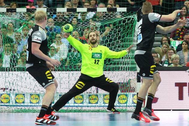 Handball Germany vs Serbia Leipzig 2018 Handball Laenspiel der Maenner Germany Germany vs Serbia Serbia on 04 04 2018 in the Arena Leipzig Germany Pictured goalkeeper Goalkeeper Silvio HEINEVETTER 12 GER xjkx