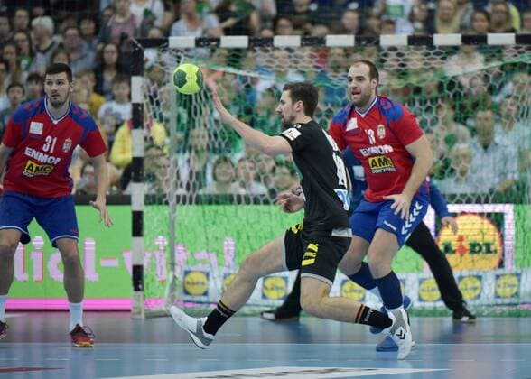 Fabian Wiede GER 10 at game Germany GER vs Serbia SRB Handball Laenderspiel EHF Testspiel 04 04 2018 Leipzig Copyright: xEIBNER ChristianxModlax EP_CMA