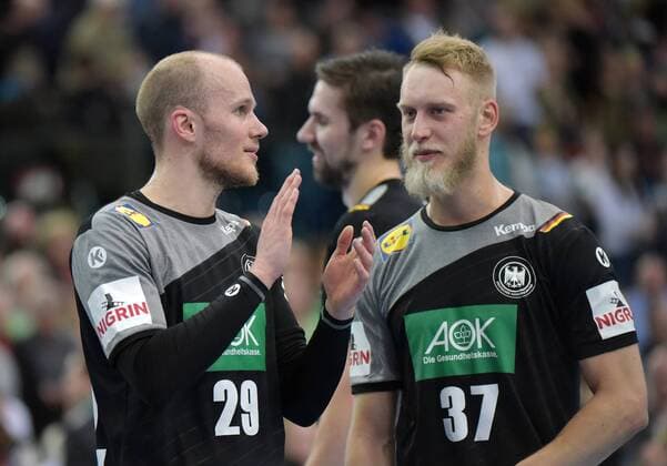 Tim Hornke GER 29 and Matthias Musche GER 37 after the match Germany GER vs Serbia SRB Handball Laenderpiel EHF Test match 04 04 2018 Leipzig Copyright: xEIBNER ChristianxModlax EP_CMA