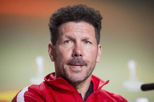 Atletico de Madrid coach Diego Simeone during press conference PK Pressekonferenz the day before Europa League match between Atletico de Madrid and Sporting de Lisboa at Wanda Metropolitano in Madrid, Spain. April 04, 2018.  (20180404022)