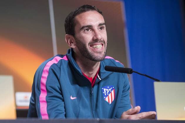 Atletico de Madrid Diego Godin during press conference PK Pressekonferenz the day before Europa League match between Atletico de Madrid and Sporting de Lisboa at Wanda Metropolitano in Madrid, Spain. April 04, 2018.  (20180404024)