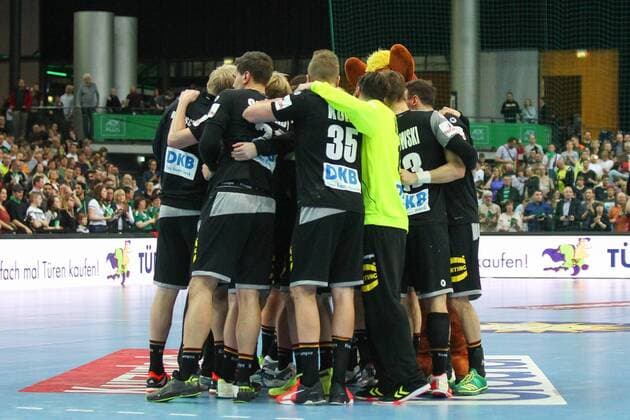 Handball Germany vs Serbia Leipzig 2018 Handball Laenspiel der Maenner Germany Germany vs Serbia Serbia on 04 04 2018 in the Arena Leipzig Germany Pictured team team Team Germany xjkx