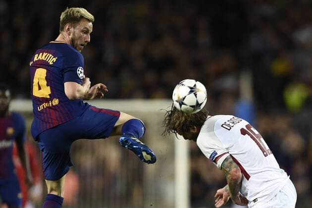 Db Barcellona (Spagna) 04 04 2018 - Champions League Barcellona-Roma foto Daniele Buffa Image nella foto: Ivan Rakitic-Daniele De Rossi 