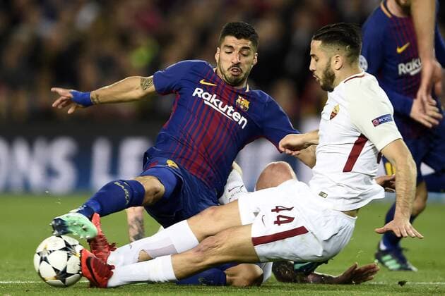 Bilder des Tages - SPORT Luis Suarez-Kostas Manolas Barcellona 04 04 2018 Stadio Camp Nou Barcellona - Roma Champions League 2017 2018 Foto Image Insidefoto GinoxMancini