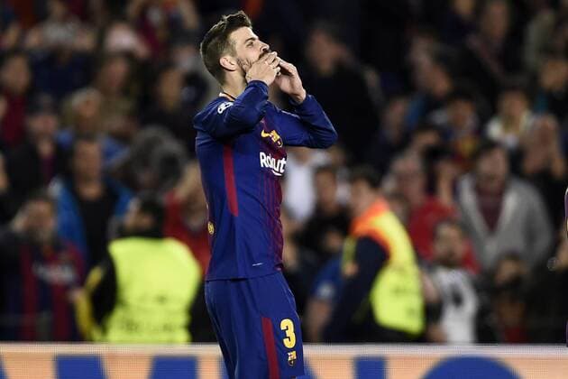 Db Barcellona (Spagna) 04 04 2018 - Champions League Barcellona-Roma foto Daniele Buffa Image nella foto: esultanza gol Gerard Pique 