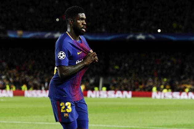 Db Barcellona (Spagna) 04 04 2018 - Champions League Barcellona-Roma foto Daniele Buffa Image nella foto: esultanza gol Samuel Umtiti 