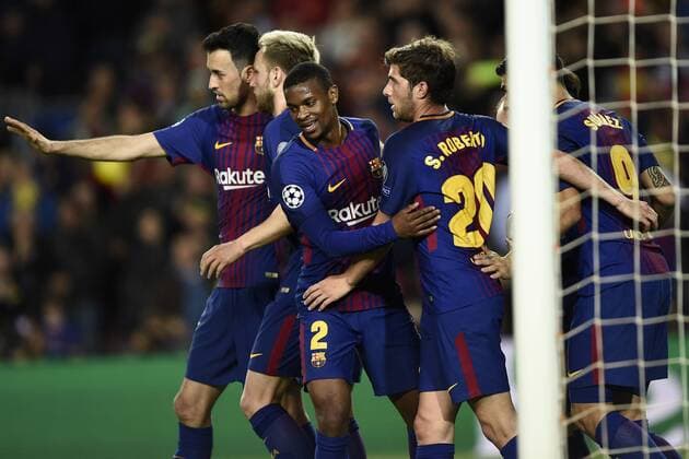 esultanza gol Barcellona celebration own goal Daniele De Rossi Barcellona 04 04 2018 Stadio Camp Nou Barcellona - Roma Champions League 2017 2018 Foto Image Insidefoto GinoxMancini