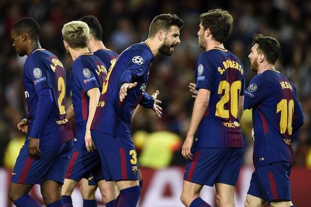 esultanza gol Barcellona celebration own goal Daniele De Rossi Barcellona 04 04 2018 Stadio Camp Nou Barcellona - Roma Champions League 2017 2018 Foto Image Insidefoto GinoxMancini