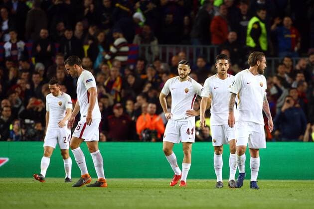 DELUSIONE ROMA DEJECTION Barcellona 04 04 2018 Stadio Camp Nou Barcellona - Roma Champions League 2017 2018 Foto Gino Mancini Insidefoto GinoxMancini