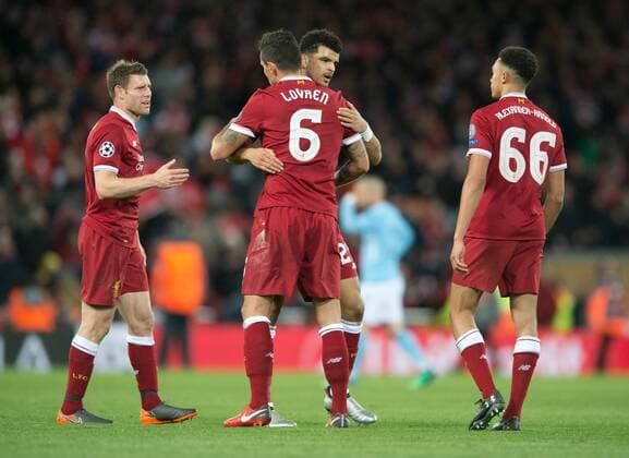 Liverpool v Manchester City UEFA Champions League Quarter Final Liverpool players following the UEFA Champions League Quarter Final match at Anfield, Liverpool Content Not Available For UK Newspapers Copyright: xRussellxHartx FIL-11605-0027