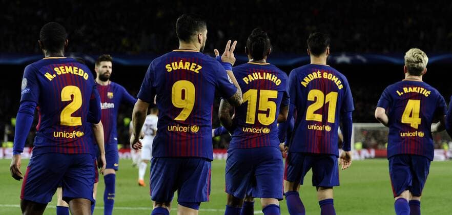 esultanza gol Luis Suarez goal celebration Barcellona 04 04 2018 Stadio Camp Nou Barcellona - Roma Champions League 2017 2018 Foto Image Insidefoto GinoxMancini
