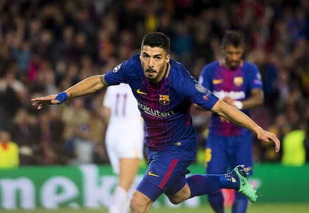 04 04 2018 xslx Football Champions League quarter-finals FC Barcelona AS Roma emporer Luis Suarez FC Barcelona celebrates after scoring the 4 1 Barcelona