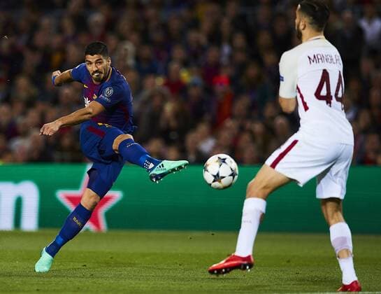 04 04 2018 xslx Football Champions League Quarter Finals FC Barcelona AS Roma emporer Luis Suarez FC Barcelona Kostas Manolas AS Roma Barcelona