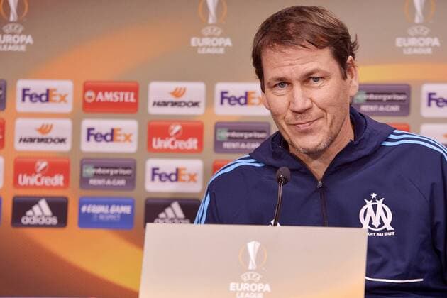 Football Europa League 2017 18 Press Conference before RB Leipzig Olympique Marseille 04 04 2018 Game on 05 04 2018 Marseille Coach Rudi Garcia Leipzig Saxony Germany