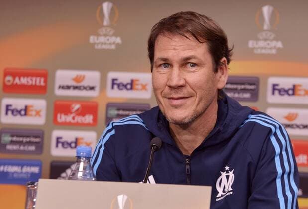 Football Europa League 2017 18 Press Conference before RB Leipzig Olympique Marseille 04 04 2018 Game on 05 04 2018 Marseille Coach Rudi Garcia Leipzig Saxony Germany