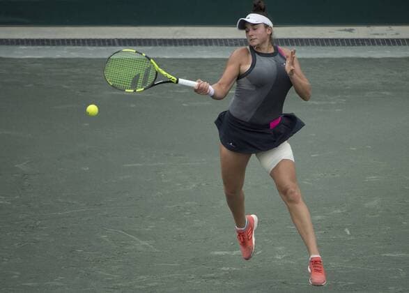 April 4,2018: Caroline Dolehide (USA) loses to Anastasia Sevastova (LAT) 7-5, 6-7, 6-1, at the Volvo Car Open being played at Family Circle Tennis Center in Charleston, South Carolina. Â© Tennisclix CSM TENNIS 2018: Volvo Car Open APRIL 04 - ZUMAc04_ 20180404_zaf_c04_030 Copyright: xLesliexBillmanx