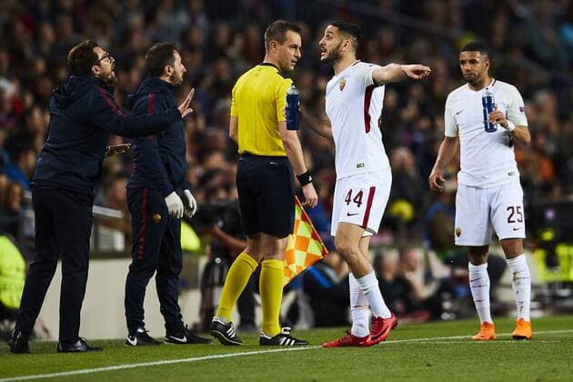 04 04 2018 xslx Football Champions League quarter-finals FC Barcelona AS Roma emporio Eusebio Di Francesco coach AS Roma Kostas Manolas AS Roma Bruno Peres AS Roma Barcelona