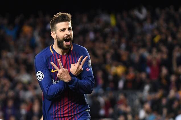 Themen der Woche - SPORT Bilder des Tages - SPORT BARCELONA, 04-04-2018. UEFA Champions League 2017 2018. 1 4. FC Barcelona Barca - AS Roma. Gerard Pique of FC Barcelona celebrates his goal. Barcelona - Roma  x2098564x