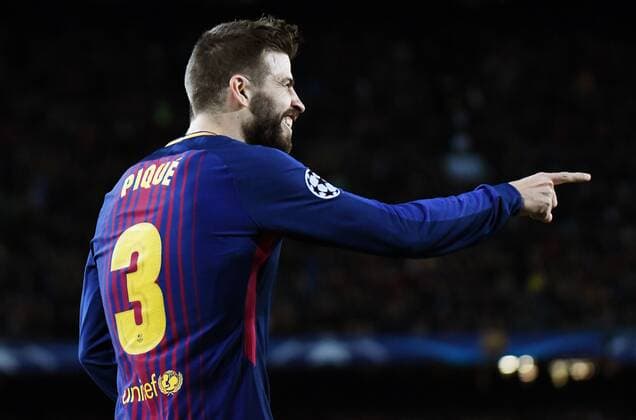 BARCELONA, 04-04-2018. UEFA Champions League 2017 2018. 1 4. FC Barcelona Barca - AS Roma. Gerard Pique of FC Barcelona celebrates his goal. Barcelona - Roma  x2098590x