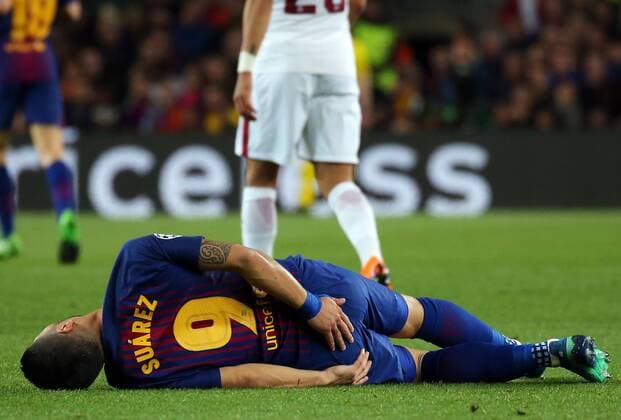 April 4, 2018 - Barcelona, Catalonia, Spain - Luis Suarez during the match between FC Barcelona Barca and AS Roma, for the first leg of the 1 4 final of the UEFA Champions League, played at the Camp Nou Stadium on 04th April 2018 in Barcelona, Spain. Photo: Urbanandsport NurPhoto. FC Barcelona v AS Roma - UEFA Champions League Quarter Final Leg One  - ZUMAn230 20180404_zaa_n230_671 Copyright: xJoanxVallsx