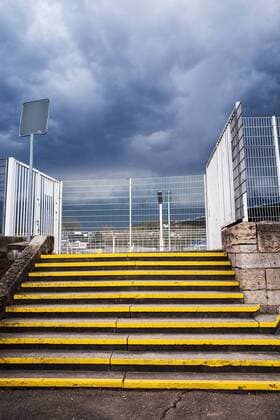 Dark black clouds over the Ernst Abbe sports field EAS Jena the home stadium of Carl Zeiss Jena at 4 4 18 Rising to the closed part of the northern curve Ernst Abbe sports field Jena